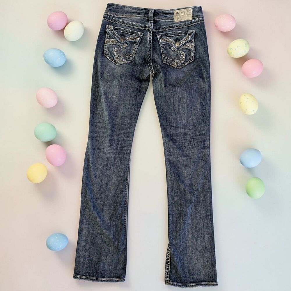 Silver Jeans Womens W 29 LONG  Suki Flap Pocket Stretch Straight Leg Denim